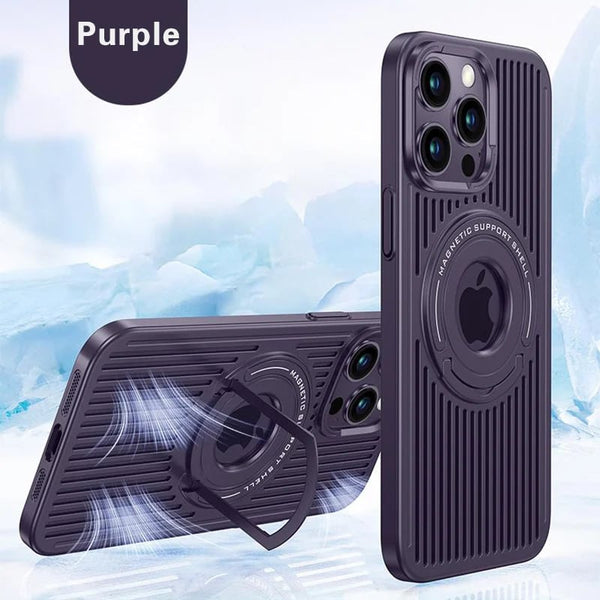 Heat-Dissipating Magnetic Protective Phone Case with Pull-out Bracket for iPhone